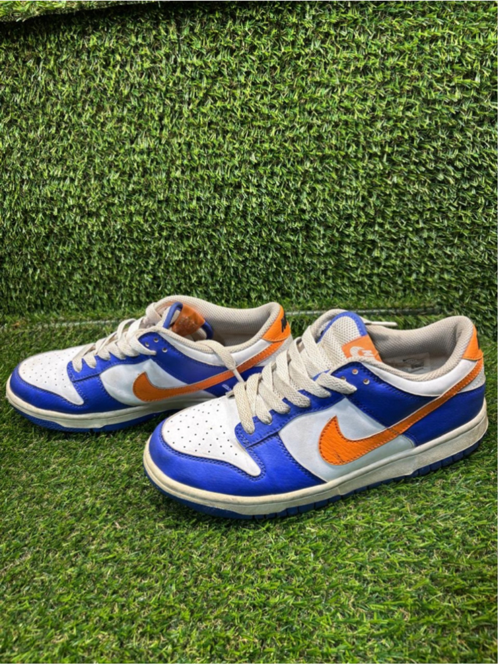 Boys Nike Dunk Low Sneakers Size 7Y White Blue Orange #1046